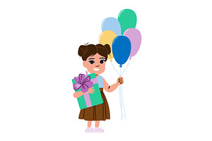 Smiling girl holding balloons and, an Object Illustration by pikepicture