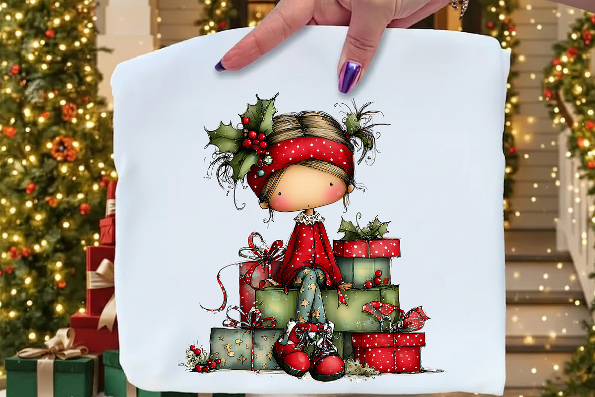 Cute Holly Girl Clipart, an Illustration by Craft Nest (Photo 4 of 8)