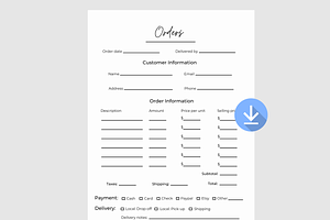 Editable Order Form