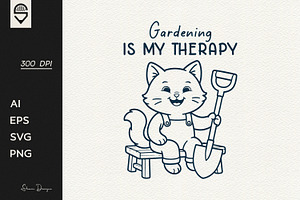 Cute cat gardener with a shovel, a Graphic by shaondesigns