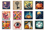 Cute Halloween Postage Clipart, an Illustration by SinaCreation (Thumbnail 2 of 7)