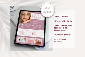 Beauty Influencer Media Kit Pink