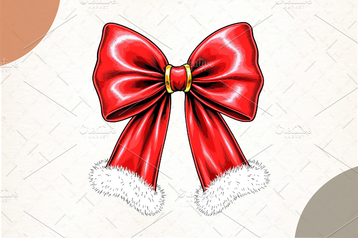 Christmas Coquette bow Png, an Illustration by Watercolor design (Photo 1 of 6)