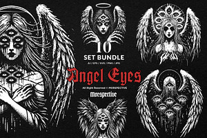 10 Bundle Dark Art Angel Eyes Women, an Illustration by Morspective