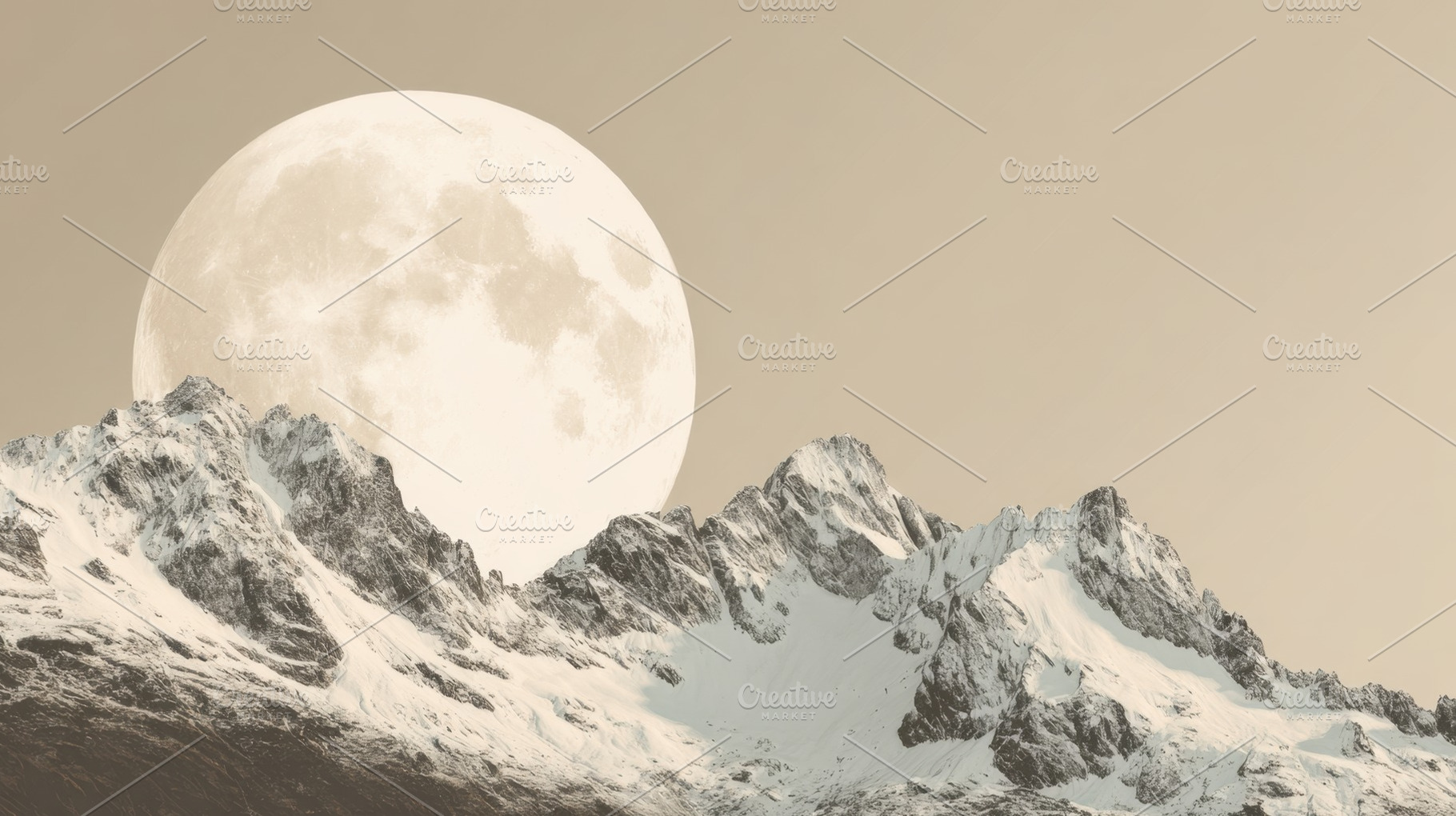 Snowy mountains under a full moon, a Photo by Beautiful things