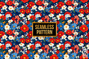 Bold Patriotic Flowers Digital Paper, a Pattern Graphic by Creative Store (Thumbnail 3 of 5)