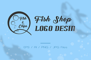 Fish & Chips Fish Shop Logo