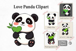 Love Panda Clipart, a Graphic by Artnoy
