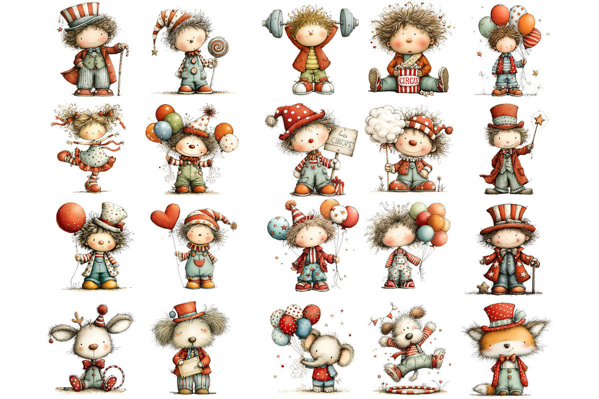 Circus Kids and Animals Clipart, a Person Illustration by Nicolle's Colorful Art (Photo 10 of 12)