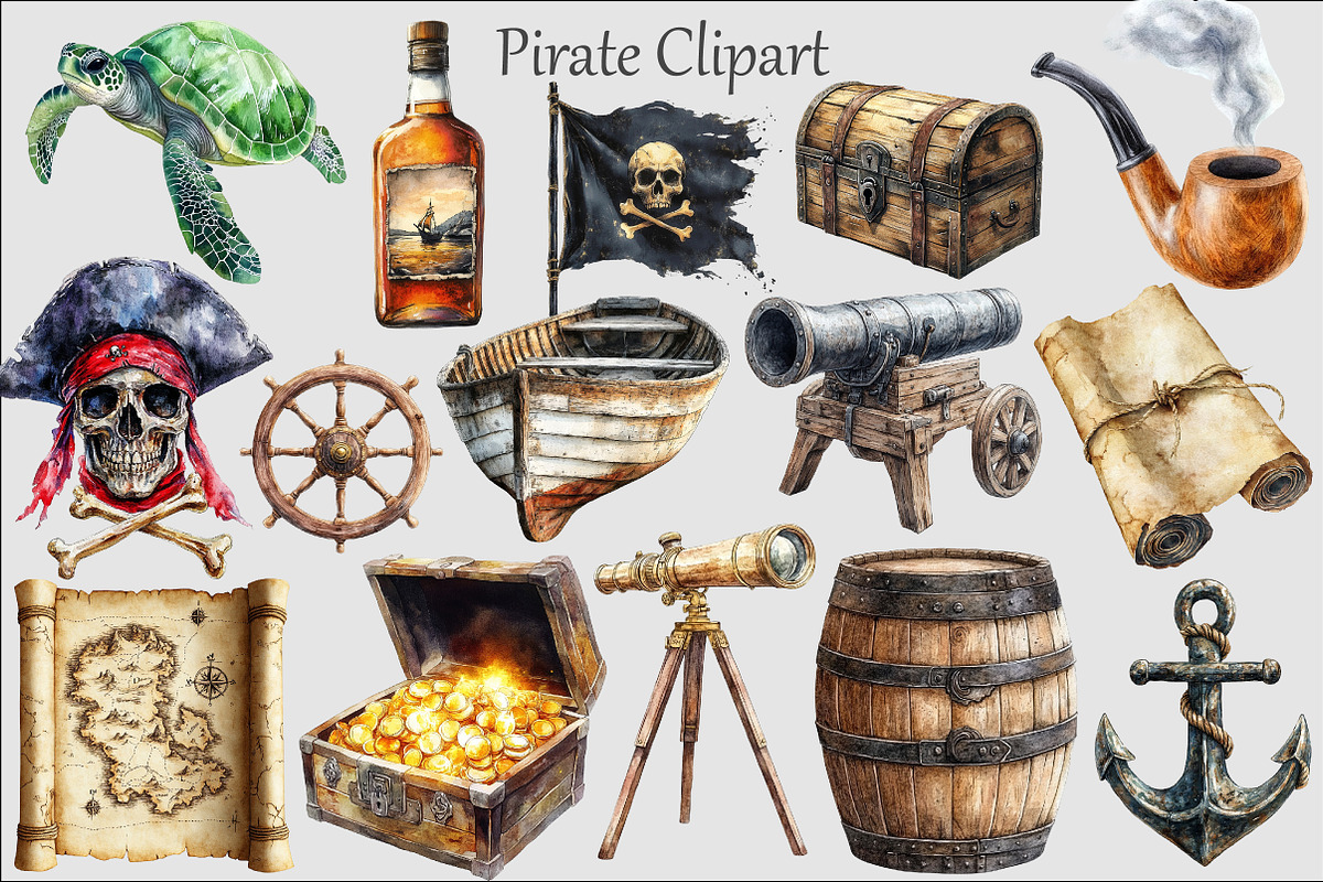 Pirate Clipart Set, an Illustration by Design Market (Photo 2 of 5)