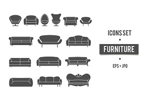 Vintage furniture set. Vector icons 