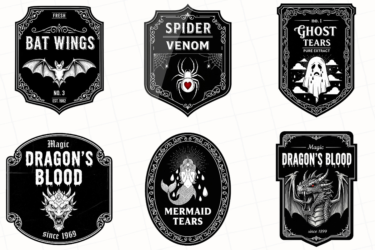 Halloween Witch's Potion Labels PNG, an Illustration by OK Design (Photo 2 of 3)