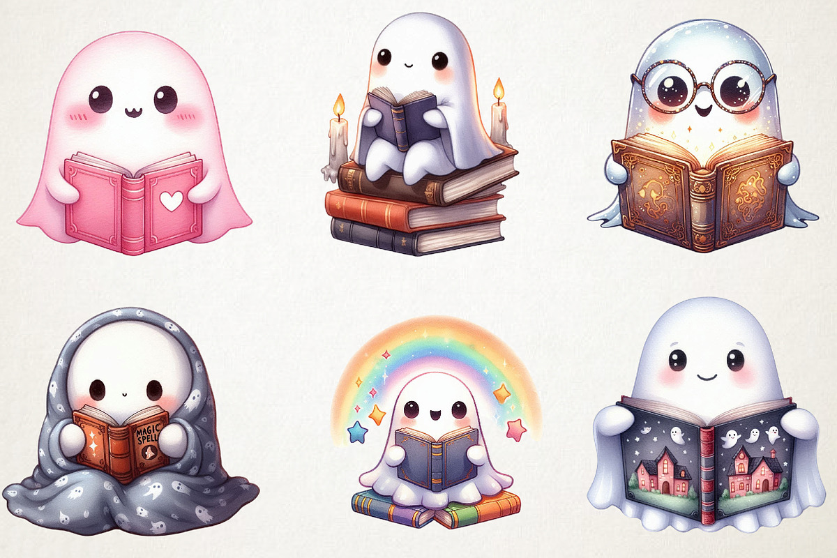 Ghost with Book Clipart, an Illustration by RobertsArt (Photo 7 of 7)