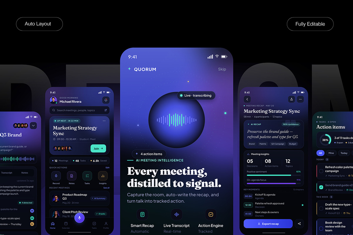 Quorum – AI Meeting Assistant, an UI Kit Template by Pitchlook.Studio (Photo 2 of 4)