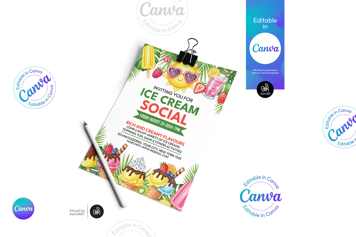 Ice Cream Social Flyer, a Flyer Template by Aam360 (Photo 2 of 3)