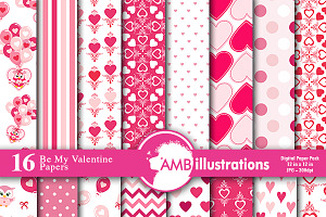 Valentines Day Digital Paper AMB1166, a Pattern Graphic by AMBillustrations