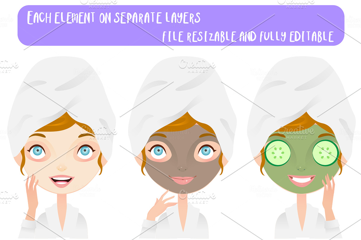 Day Spa Girl Set, an Illustration by Melisende Vector (Photo 3 of 4)