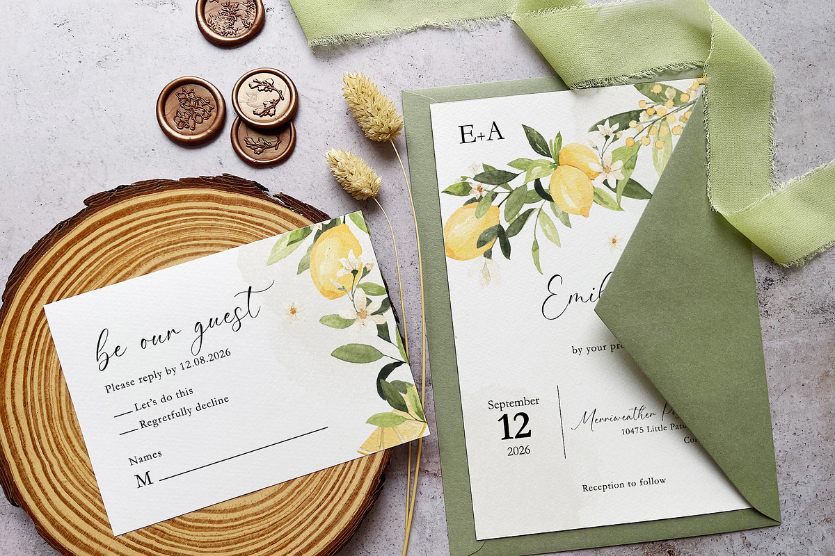 Lemon Citrus Wedding Suite, an Invitation Template by BlueRobinDesignShop (Photo 3 of 5)