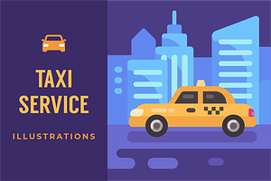Taxi service illustration set