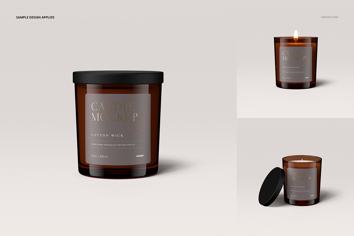 8.5oz Amber Glass Jar Candle Mockup, a Household Mockup by creatsy5 (Photo 5 of 8)