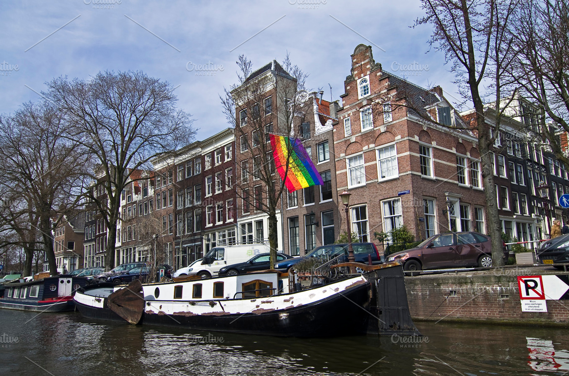 Gay pride flag over the channel, an Architecture Photo by possum