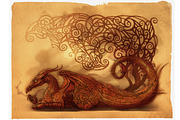 Dragon philosopher, an Animal Illustration by Bakhtiozin art graphic (Thumbnail 1 of 3)
