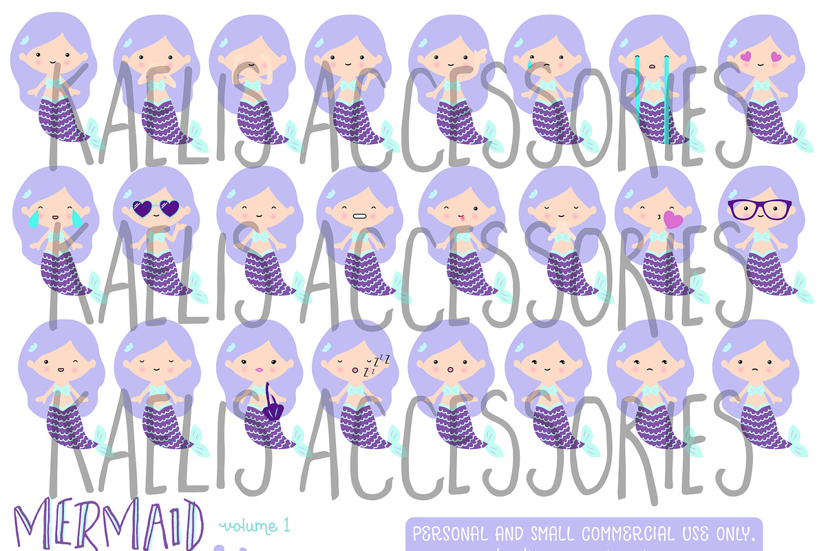 MERMAID EMOJIS CLIPART - SVG and PNG, a Graphic by Millie Paper Co. (Photo 2 of 4)