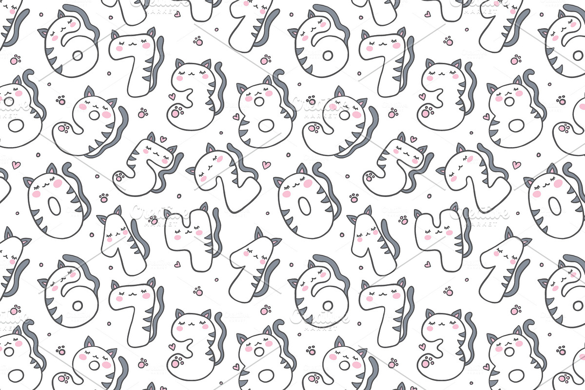 Cute Cat Numbers, an Animal Illustration by Apolinarias Art (Photo 2 of 3)