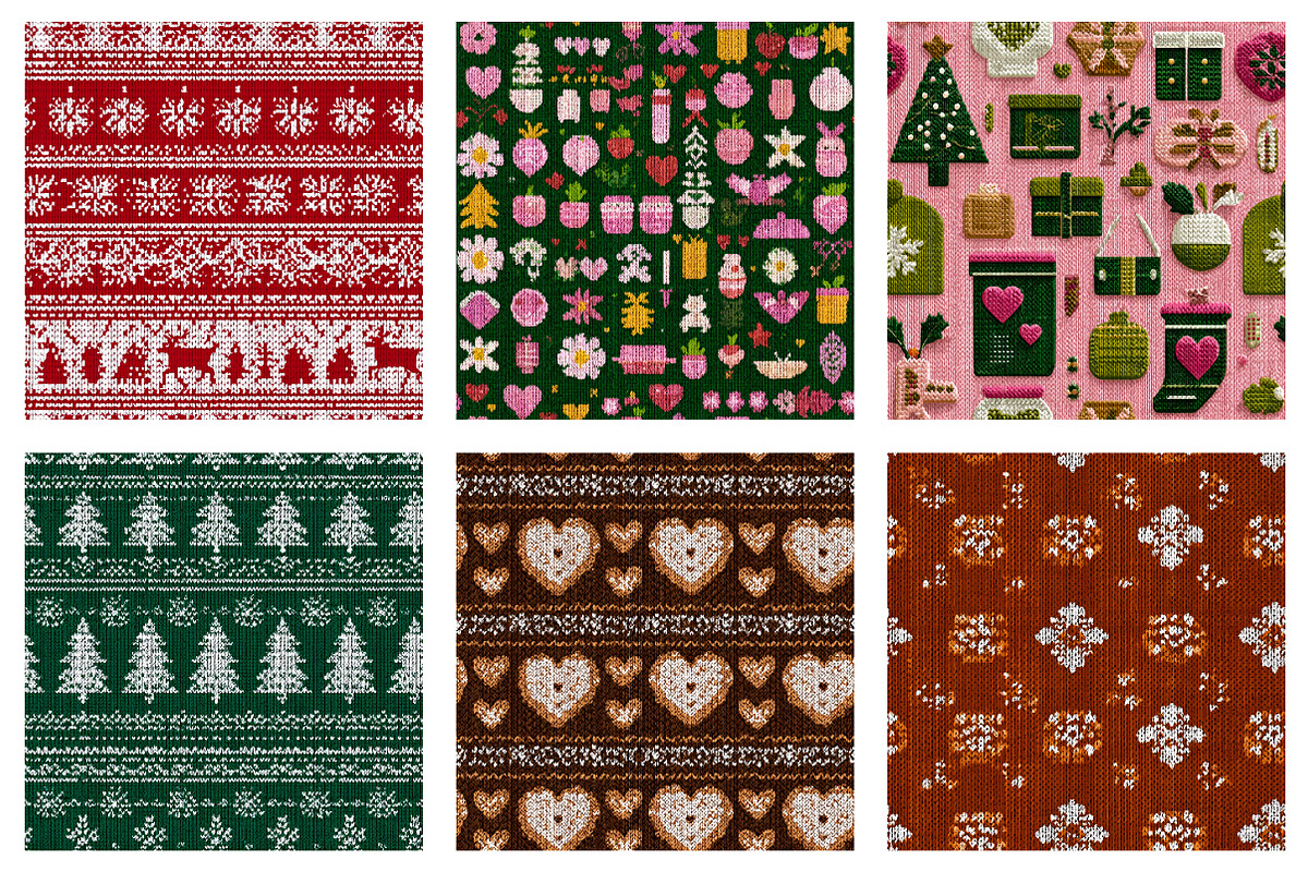 Christmas Knitted Digital Paper, a Texture Illustration by Dream Creation (Photo 2 of 4)