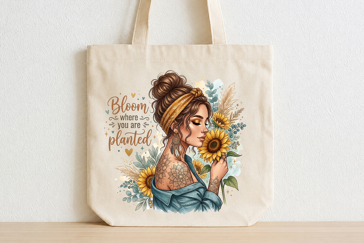 Bloom Where You Are Planted Sunflow, a Seasonal Illustration by CraftArtStudio (Photo 2 of 4)