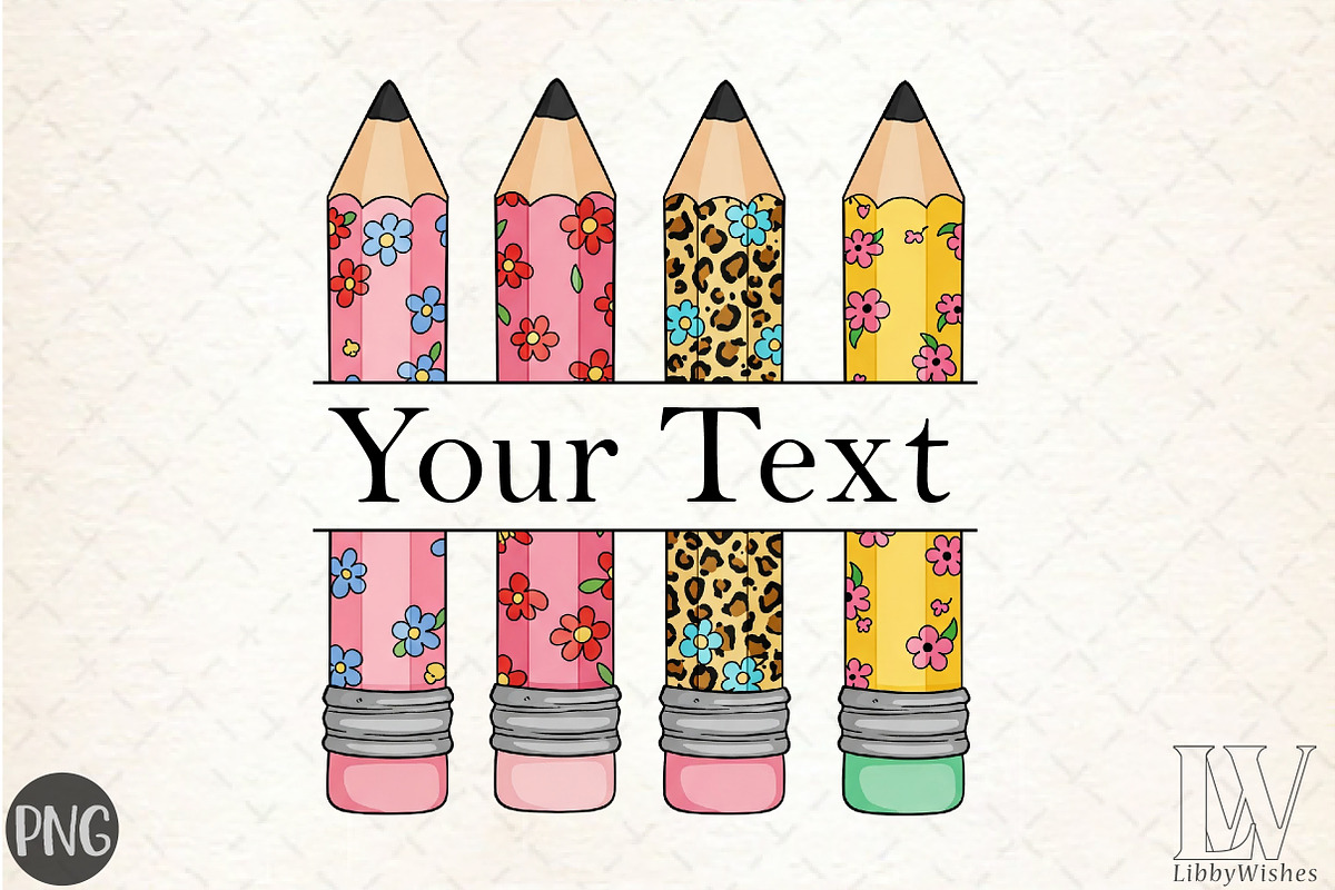 Pencil Trio Monogram Frame Png, an Illustration by Libby Wishes (Photo 1 of 5)