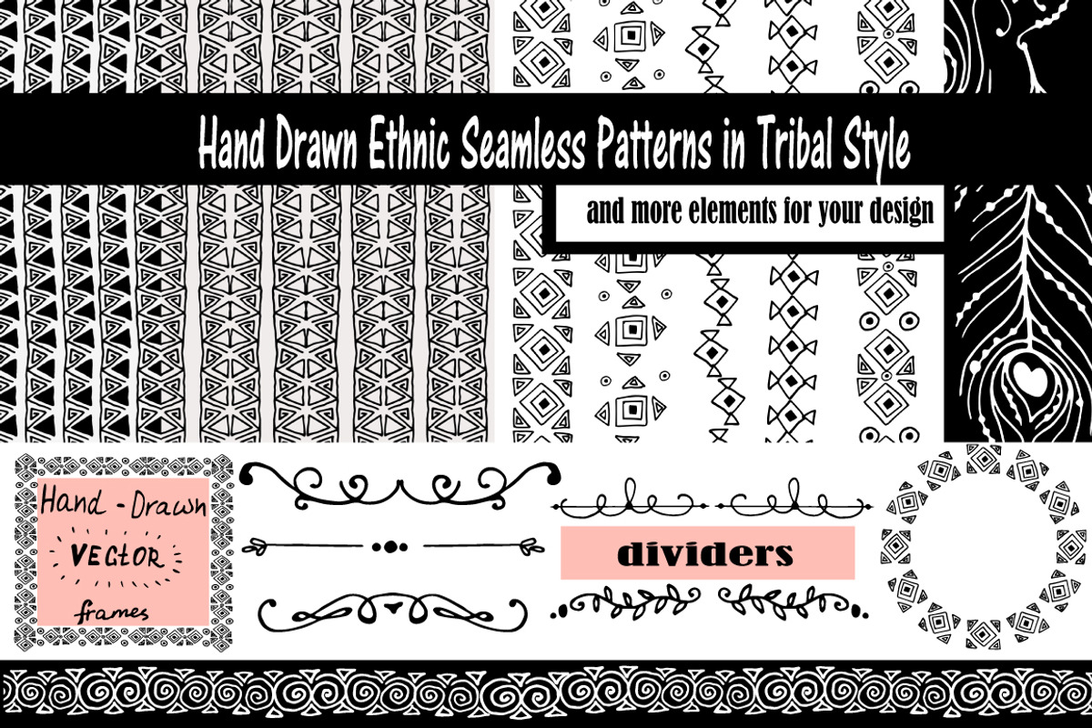 Hand-Drawn Ethnic Seamless Patterns, a Pattern Graphic by Maria Zebroff (Photo 1 of 5)