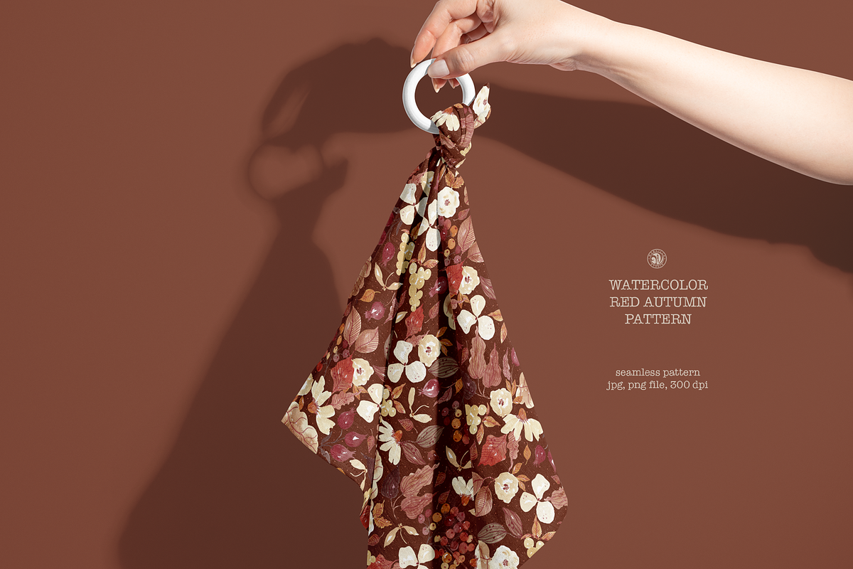 Red Autumn Watercolor Pattern, a Pattern Graphic by Webvilla Studio (Photo 4 of 7)