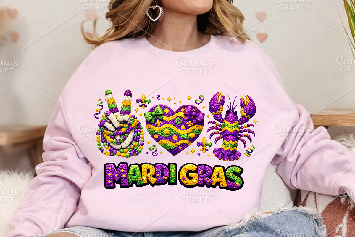 Peace Love Crawfish Mardi Gras PNG, an Illustration by Canvas Craft (Photo 6 of 6)