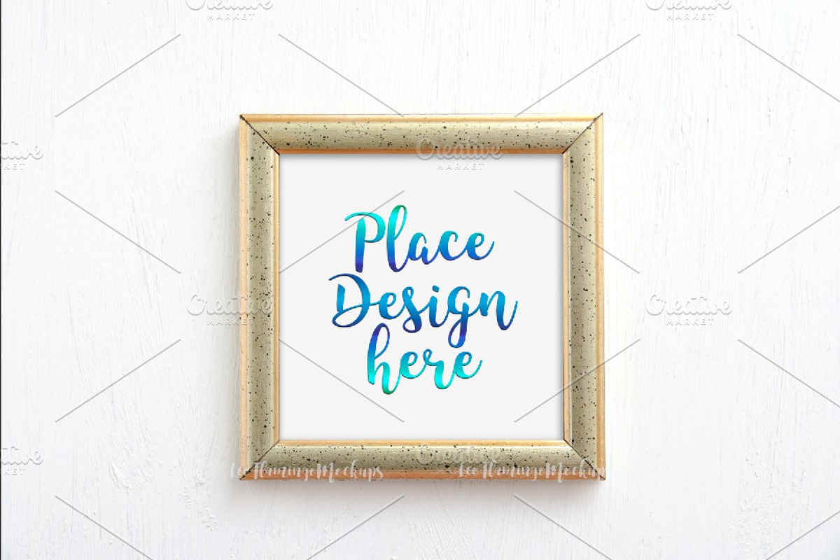 Gold frame square mockup template, a Print Template by Leo Flo Mockups (Photo 1 of 5)