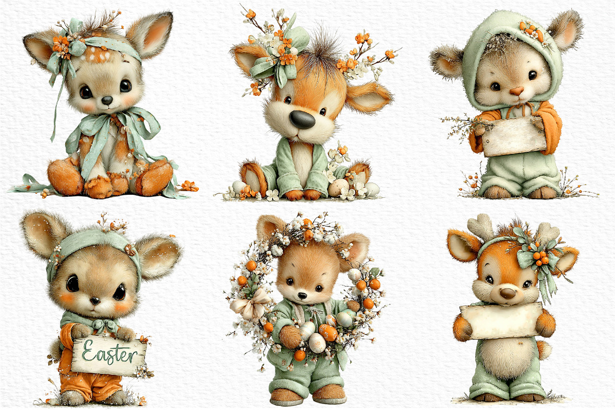 Whimsical Easter Reindeer Clipart, an Illustration by Craft Nest (Photo 5 of 11)