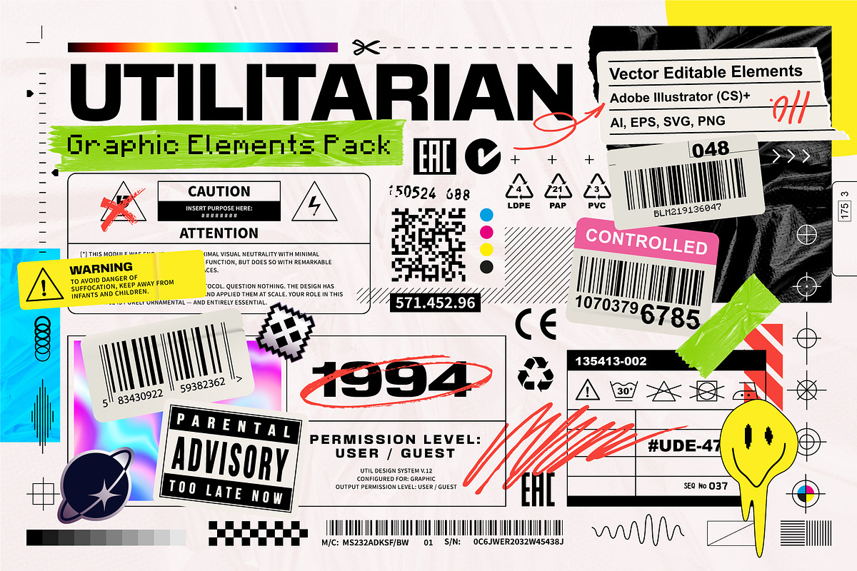 Utilitarian Graphic Elements Pack, an Object Graphic by Vecster
