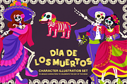 Dia De Los Muertos Character Set, an Illustration by Invisual Studio (Thumbnail 1 of 10)