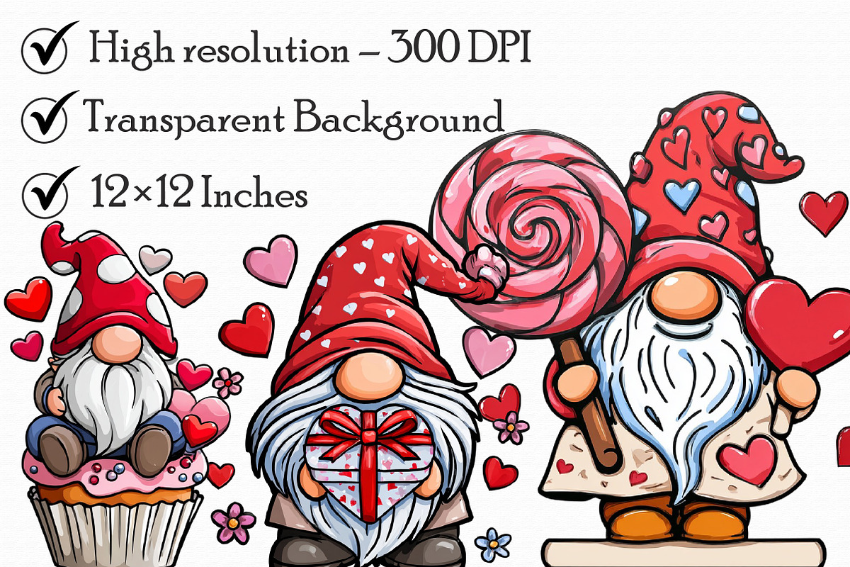 Valentine Gnome Clipart, an Illustration by Libby Wishes (Photo 5 of 7)