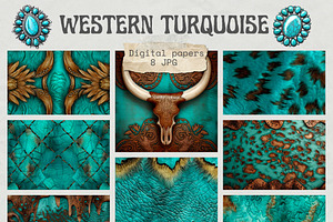 Cowhide Western Turquoise Digital