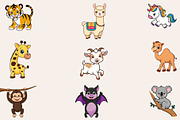 Cute Animals Clipart PNG Bundle, an Animal Illustration by maryamdesignarts (Thumbnail 4 of 9)