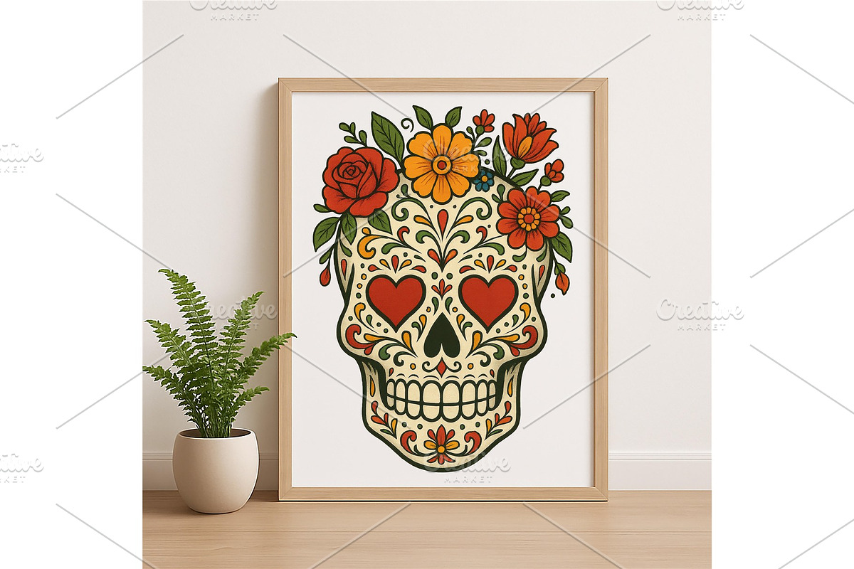 Sugar Skull Wall Art Day of the Dead, a Background Graphic by LaseredNinja (Photo 2 of 7)