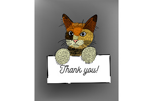 A cat with a sign in his hands. hand, an Animal Illustration by Nenahliadava Design