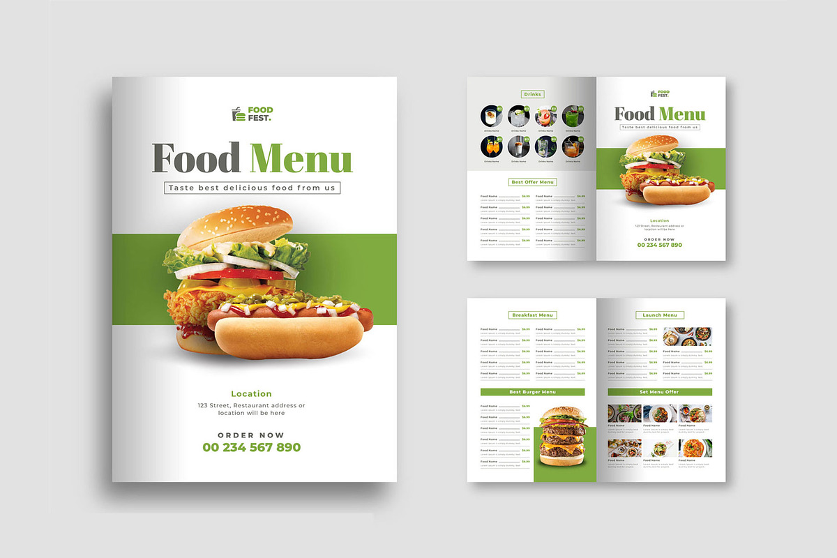 Food Menu | Bifold Brochure Template, a Brochure Template by Uiparvin (Photo 2 of 6)