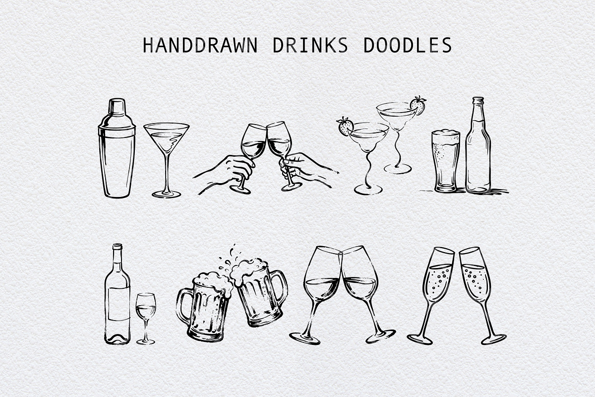 Hand Drawn Drink & Cocktails Bundle, a Food Illustration by Guavanaboy (Photo 1 of 3)