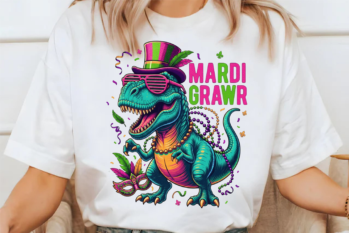 Mardi Grawr Dino T-Rex Mardi Gras Pn, an Illustration by designcity5 (Photo 8 of 9)