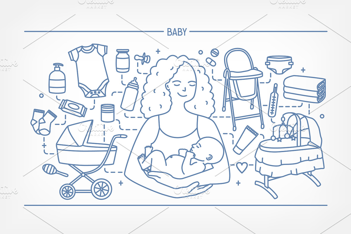 Newborn baby care products, tools, a Healthcare Illustration by Good Studio (Photo 2 of 11)