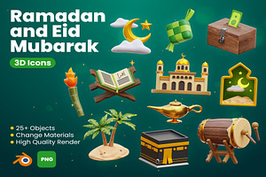Ramadan and Eid Mubarak 3D Icons, an Object Illustration by Lumina_ui_ux202