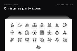 Christmas party icons, an Outline Icon by Wencory