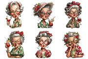 Funny Senior Lady Drinking Cocktail, an Illustration by Craft Nest (Thumbnail 9 of 9)